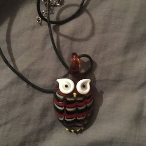 Homemade glass owl necklace